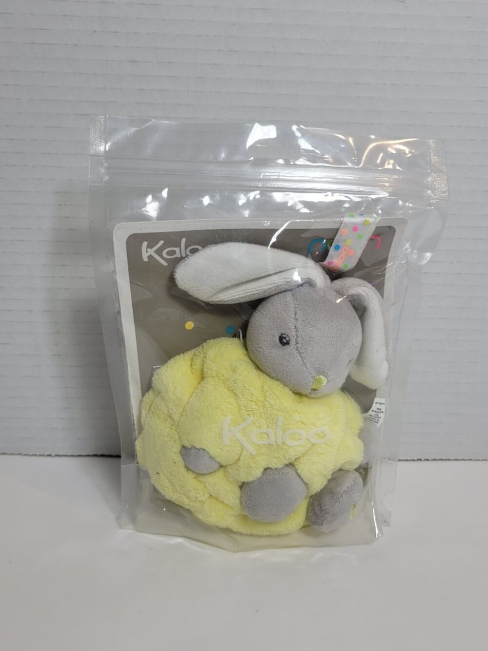 Kaloo Mini Neon Plume Stuffed Bunny Yellow Gray New Sealed